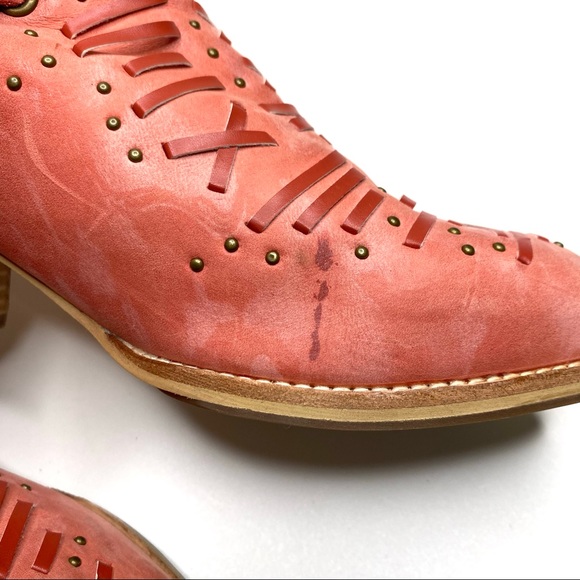 Caterpillar Cheyenne Leather Ankle Strap Western Booties CAT Boots Paprika Red 9 - Picture 15 of 15